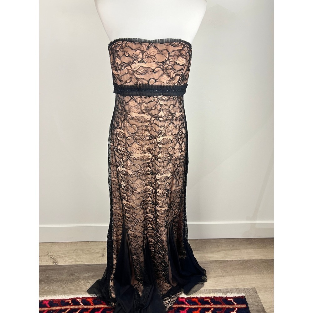Badgley Mischka Black Lace Mermaid Evening Gown & Bolero Set Size 12 - Picture 5 of 16